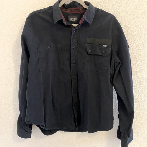 Marc Ecko Long Sleeve Black Button Up, Large - Picture 1 of 6